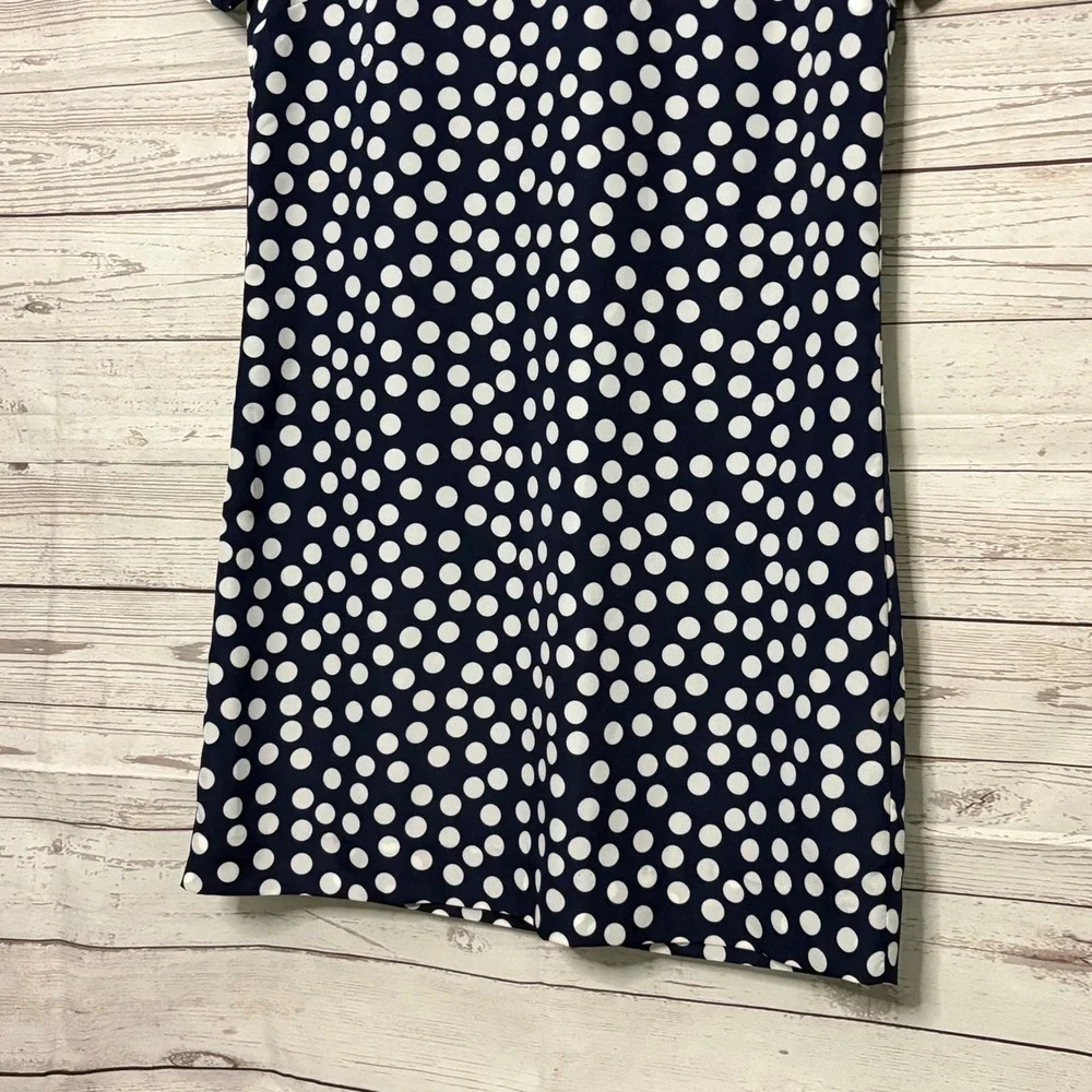 J.Crew Navy White‎ Polka Dot Short Sleeve Shift Dress Size 6 NWT
